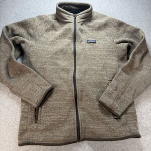 Mens Patagonia Heather Brown Pale Better Sweater Fleece Zip Up Jacket SZ M Flaw*